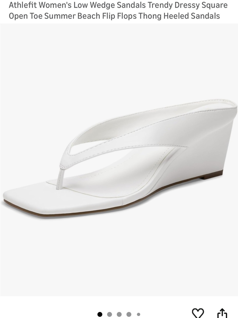 Athlefit White Low Wedge Thong Sandals